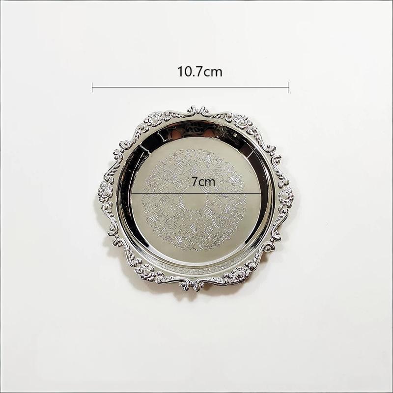 New Retro Luxury Silver Plated Plates Cake Dessert Tray High Tea Snack Fruit Dish Jewelry Storage Tabletop Decor Home Hotel Supp
