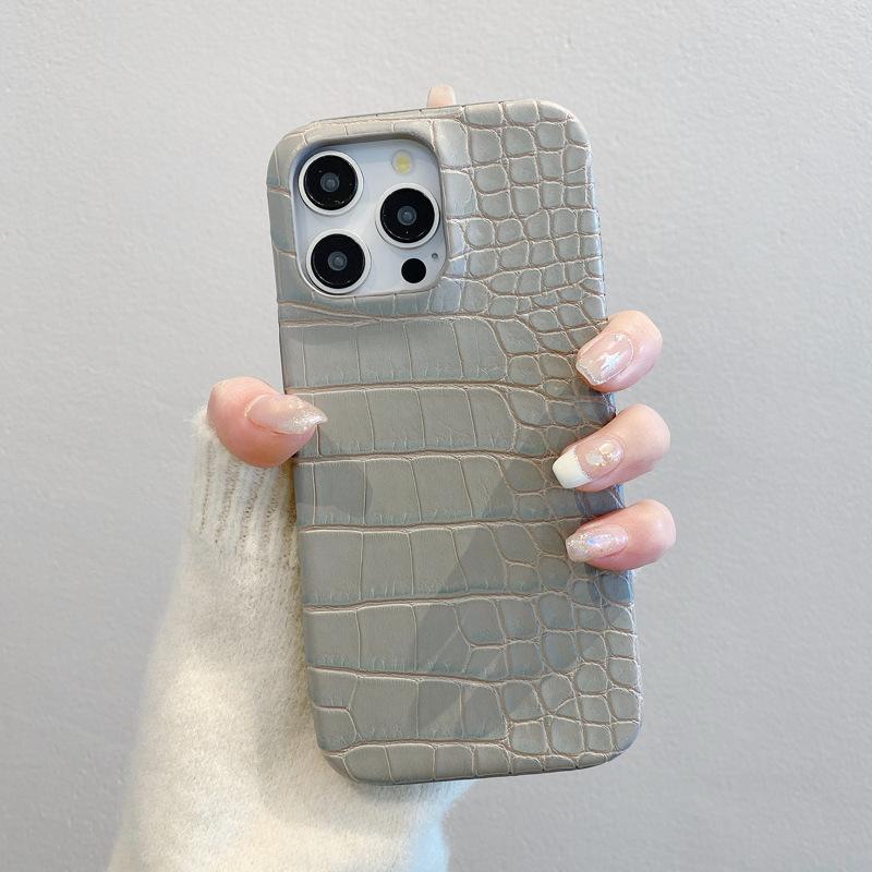 Crocodile Leather Texture Is Suitable for Apple 16promax Phone Cases, IPhone15 High-end 14 Shockproof 13 Luxurious Men's Leather Cases