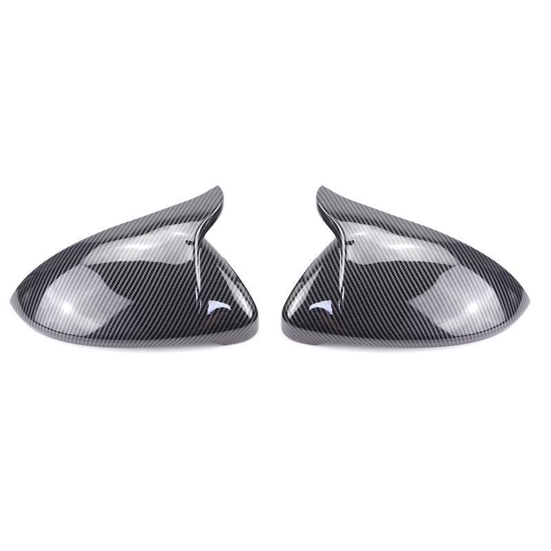 Golf 7 Gloss Black Horn Style Rearview Mirror Cover with Carbon Fiber Pattern (2014-2019)