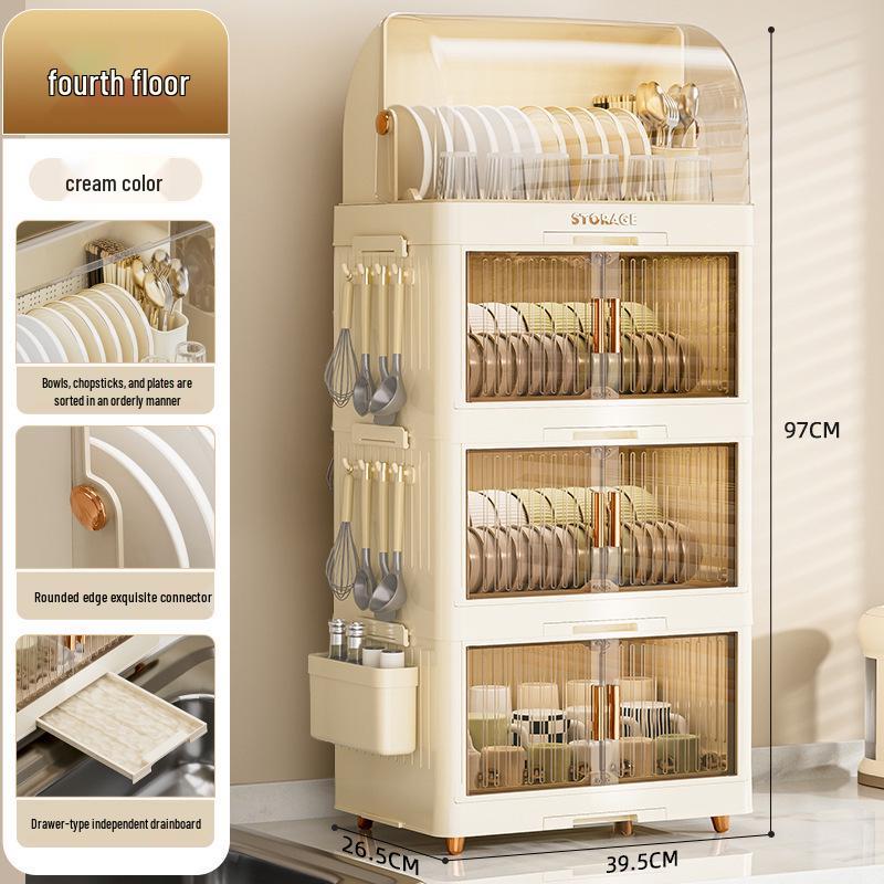 Kitchen Dish Rack with Lid: Bowl, Chopstick, and Cutlery Organizer