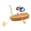 EXCEART Miniature Fishing Boat Set with Swimming Ring for Interior x x Plastic 2-Pack Dollhouse, Decoration, 11.6 5.4 8cm,