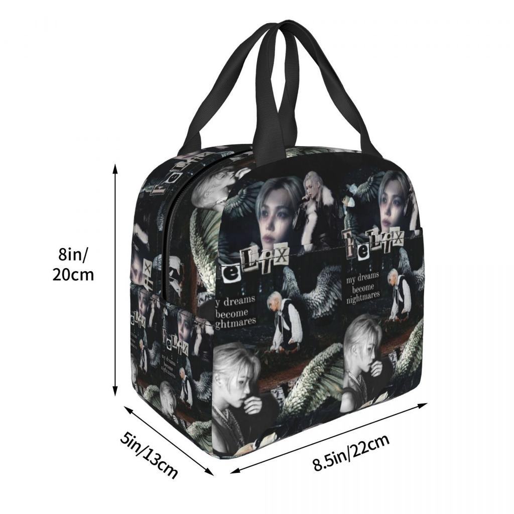 FELIX Korean Kpop Singer Insulated Lunch Bag for Women Office Cooler Thermal Food Box Tote Leakproof Lunch Boxes Container