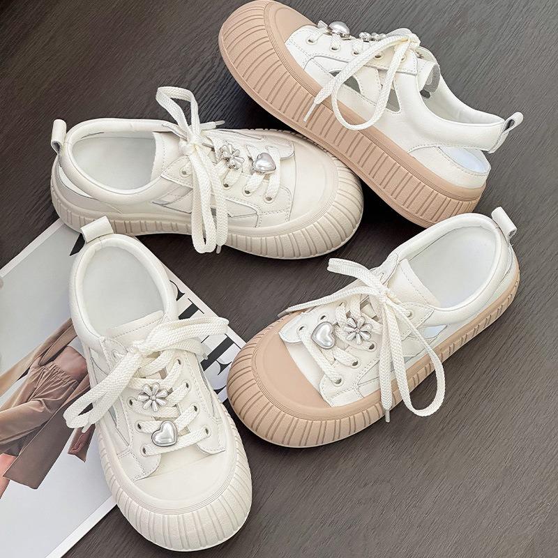 Baotou Sandals Women's New Summer Thick-soled Heightening Leather Hollowed-out Breathable Versatile Casual Empty White Shoes