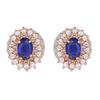 Beautiful Estele Round Designer Stud Earrings Rose Gold Plated With Blue Stones For Women