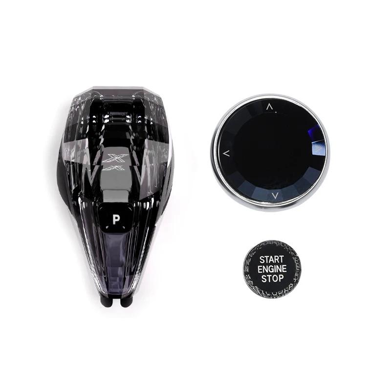 3 Piece Set Crystal Gear Shift Knob Lever Stick Handle for BMW 3 5 6 7 Series X3 X5 X6 F30 G15 F01 G20 G05 G21 G28 G30 G31 G38 T6