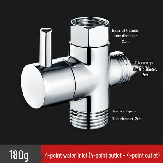 Black All-Copper Quick-Open Three-Way Water Splitter Valve for Showers