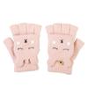Women's half-finger gloves winter cold protection warm velvet cute cartoon rabbit finger knitted wool gloves