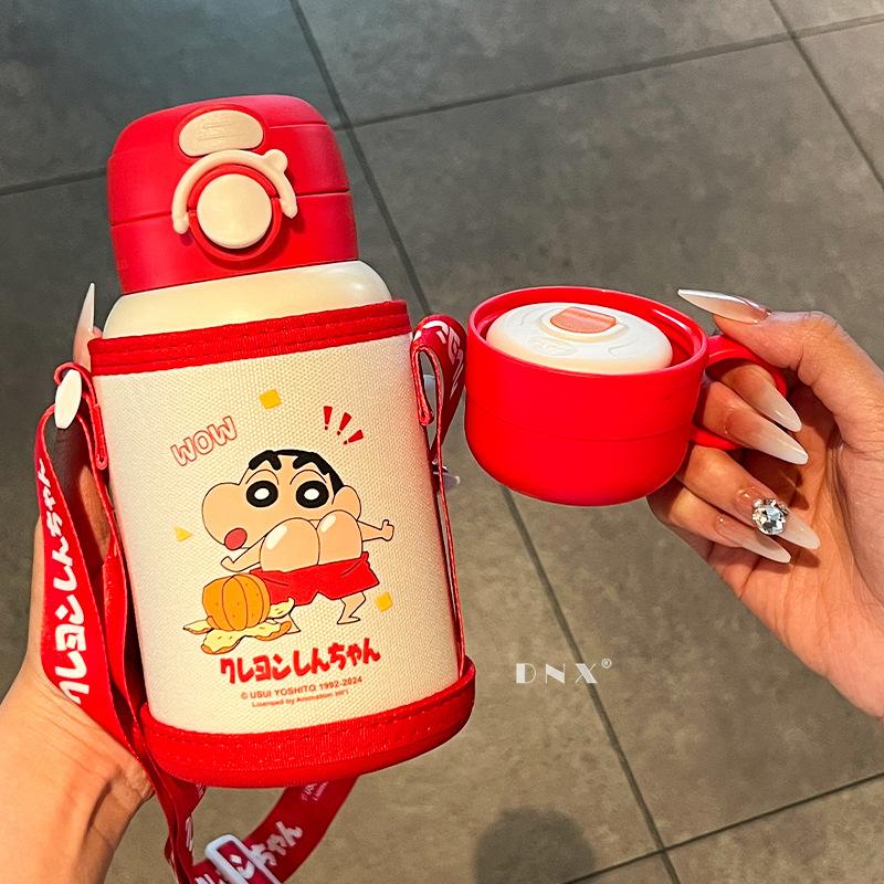 

Kids Water Bottle with Straw Big Cap Stainless Insulated Cup Mug Male and Female Students Kids Drop-proof Kettle Durable 600ml