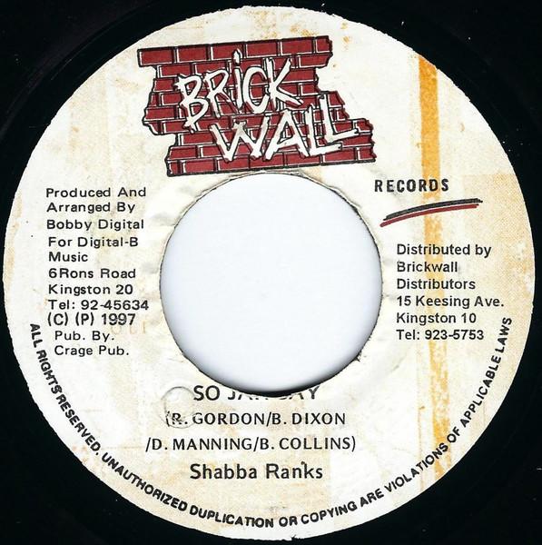 

7inch Record SHABBA RANKS So Jah Say NONE BRICKWALL 1997 Jamaica Reggae Ska Dub Used