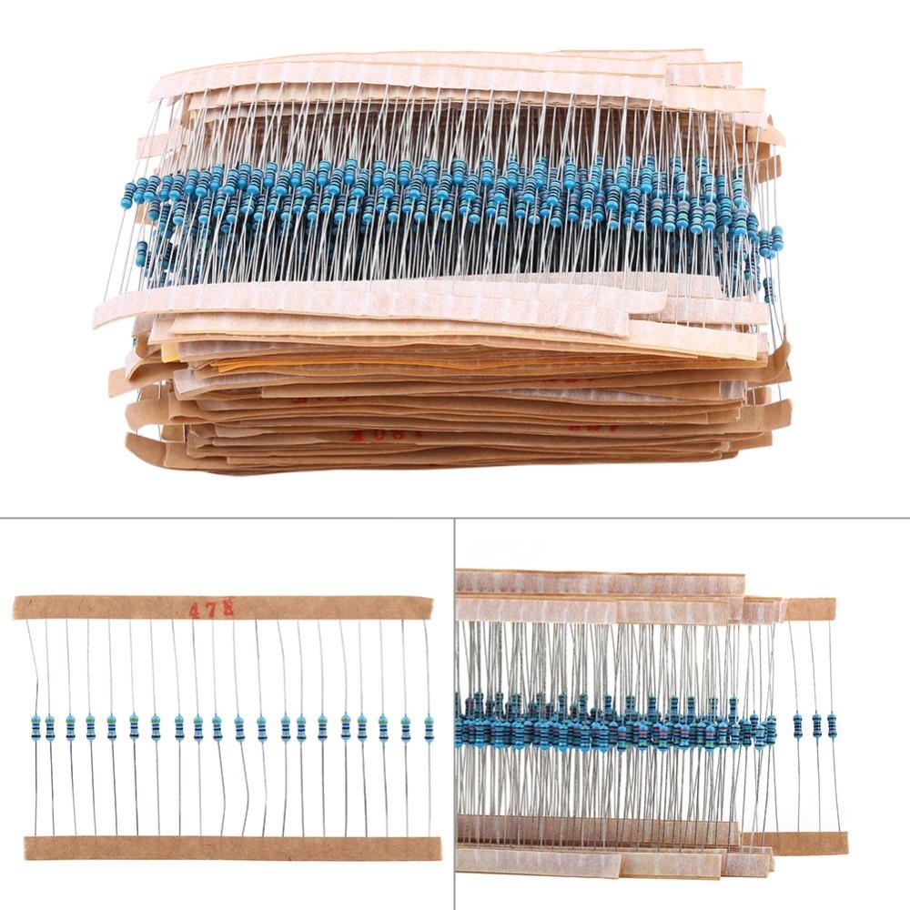 1280PCS 1/4W Power Rating Metal Film Resistors 1-10M Ohm Range High Precision Resistors  LED Lights