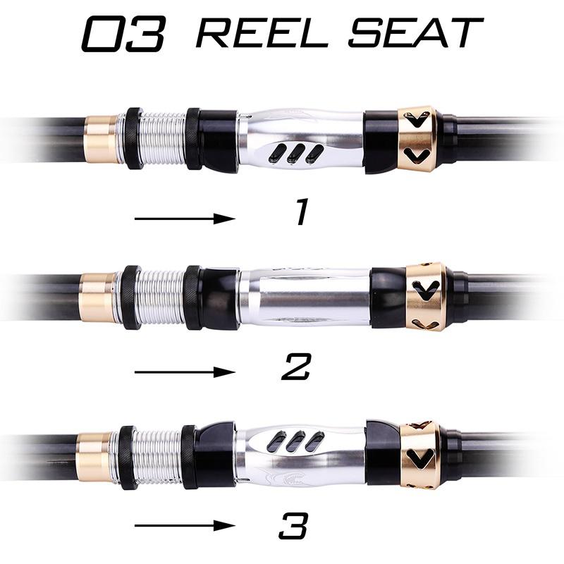 Fiskestang karbonfiber 1,8M-3,6M teleskopisk sjøfiskestang