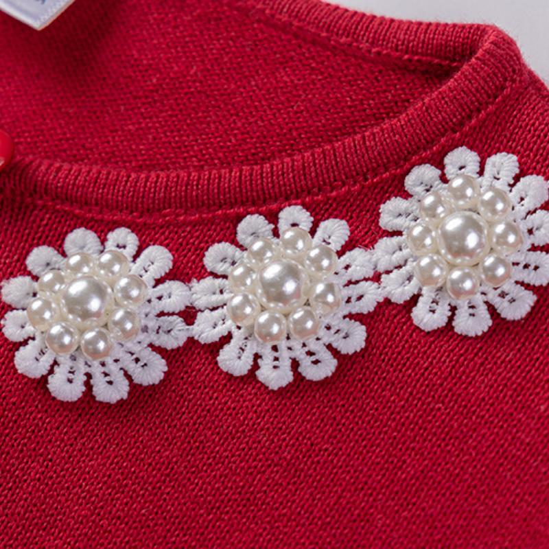 Flower Beaded Cotton Girls Knitted Cardigan Jacket Children's Small Shawl Matching Dress