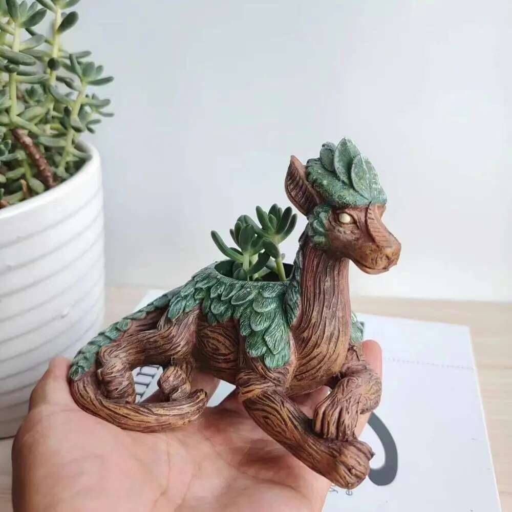 Creative Dragon Tree Succulent Planter, Garden Statue, Desktop Ornament Resin Gift Nature Lovers, Perfect For Friends And Family
