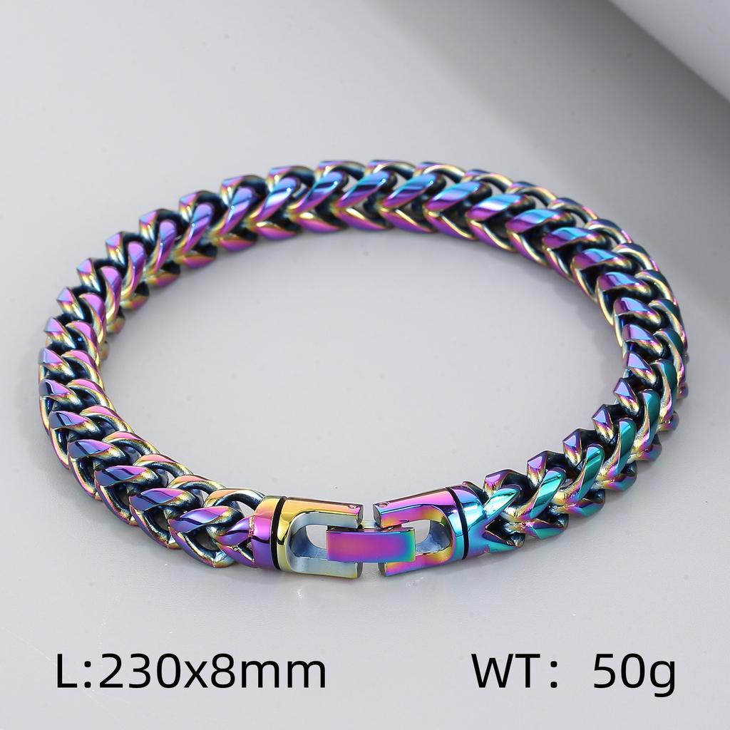 8/10mm Width Stainless Steel Keel Bracelet Plated Gold Keel Chain Bracelet Fashion Jewelry For Men Wedding Birthday Party Gift