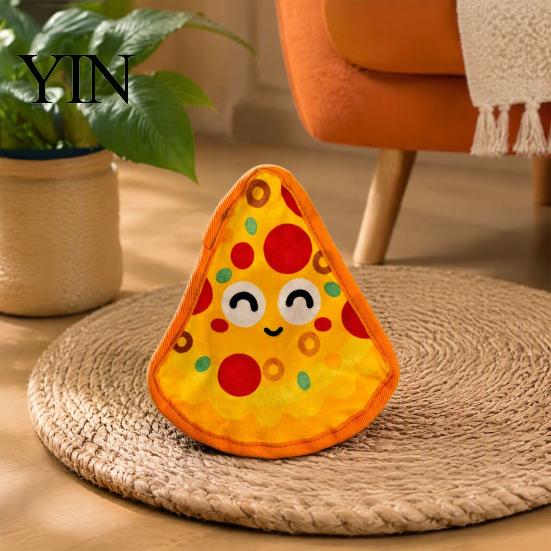 Durable Plush Dog Toys Crinkle Chew Toy, Food Shape Interactive Hamburger Pizza Hot Safe Fabric Teething Design, Toy for Small And Medium Dogs Squeaky