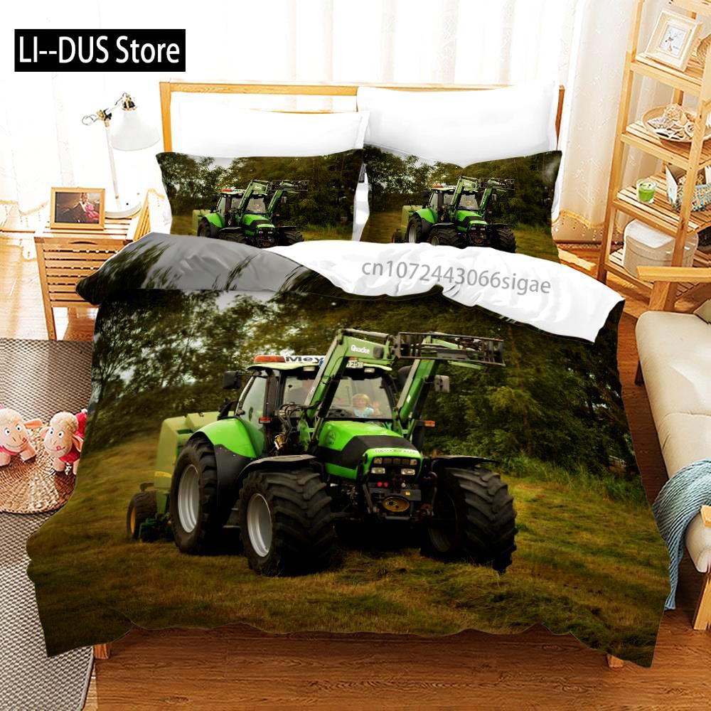 Tractor Bedding Set Bedspread Single Twin Full Queen King Size Sports Bed Set Aldult Bedroom Duvetcover 2 conjunto de cama