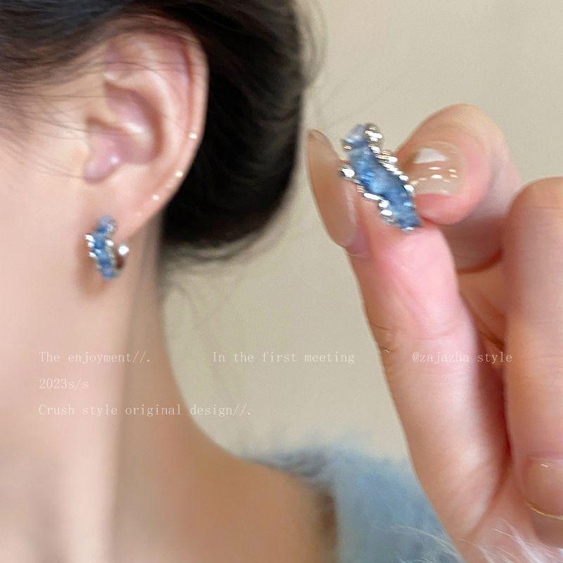 

Blue Female Fall/Winter Hot-Selling Niche Design Ear Ring Pair of blue earrings