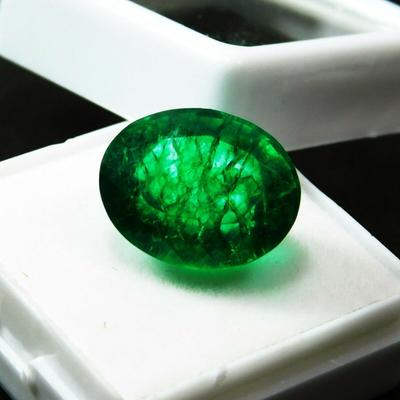 CERTIFIED Oval Cut Natural Emerald 10.2Ct Colombian Green Emerald Loose Gemstone