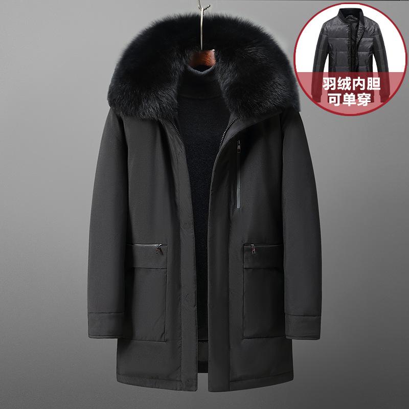 Middle-aged and Elderly Dad's Down Jacket Winter Men's Down Jacket Mid-length Thickened Large Size Jacket Casual Men's Fashion Trend