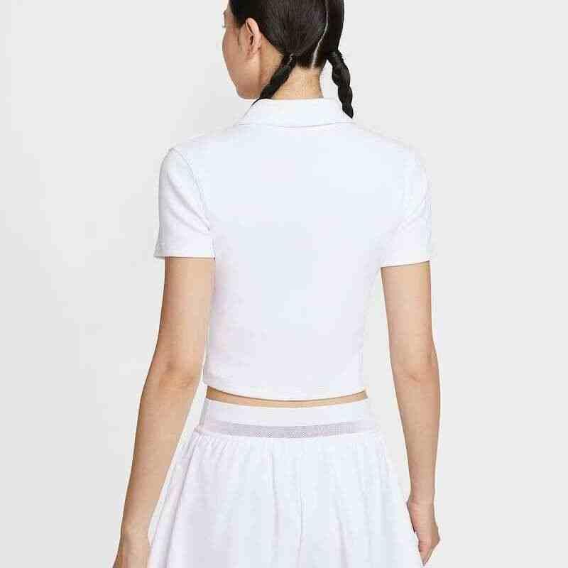 New Nike Court Heritage Women's Short Sleeve Cropped Tennis Polo HJ8993-100