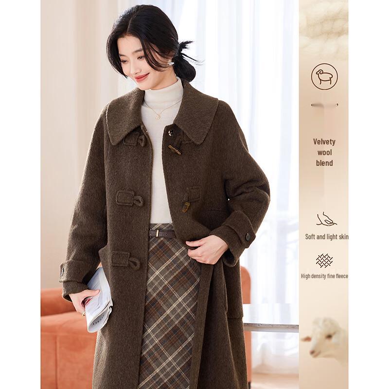 Sishui Nianhua Women's Elegant Mid-Length Wool Coat