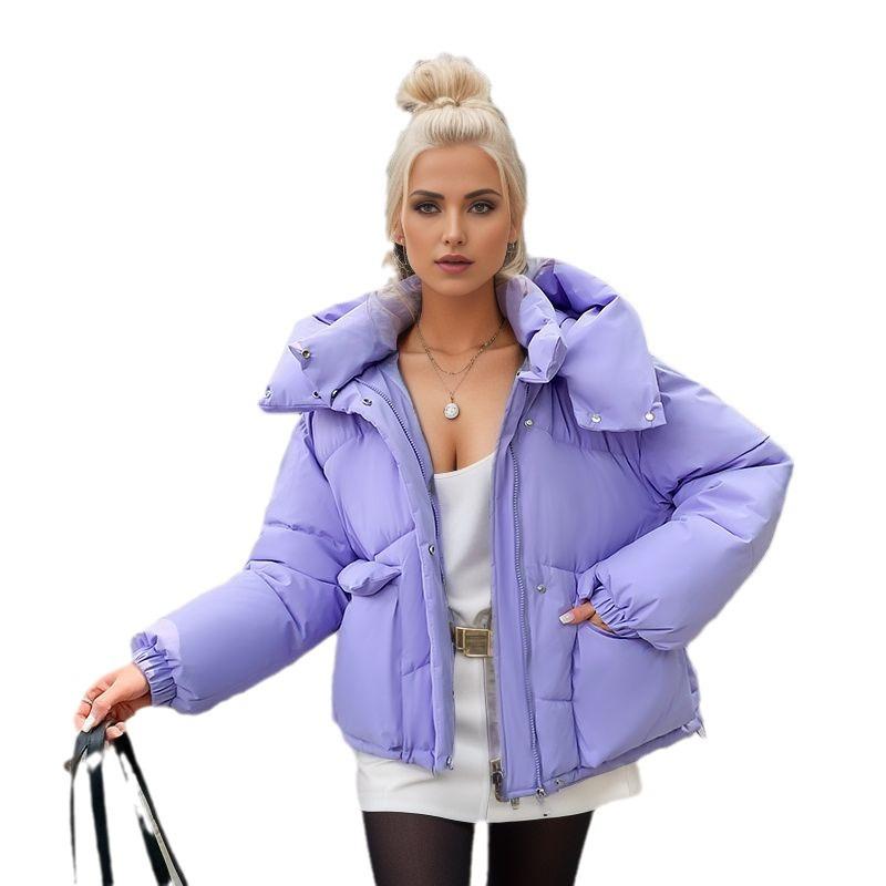 2026 YJKDYK Giacca Corta Invernale da Donna in Cotone Donna Taglia Larga 2 Tasche con Cappuccio Addensata Calda Cappotti Parka da Donna Colore Puro Top