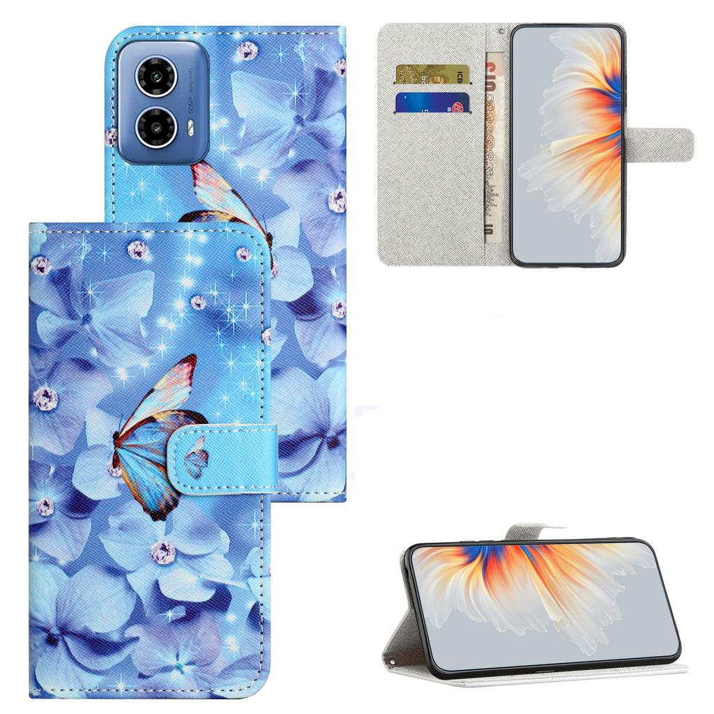 For Motorola Moto G45 5G/G34 5G Case 3D Crosshatch Phone Wallet Cover with Wrist Strap