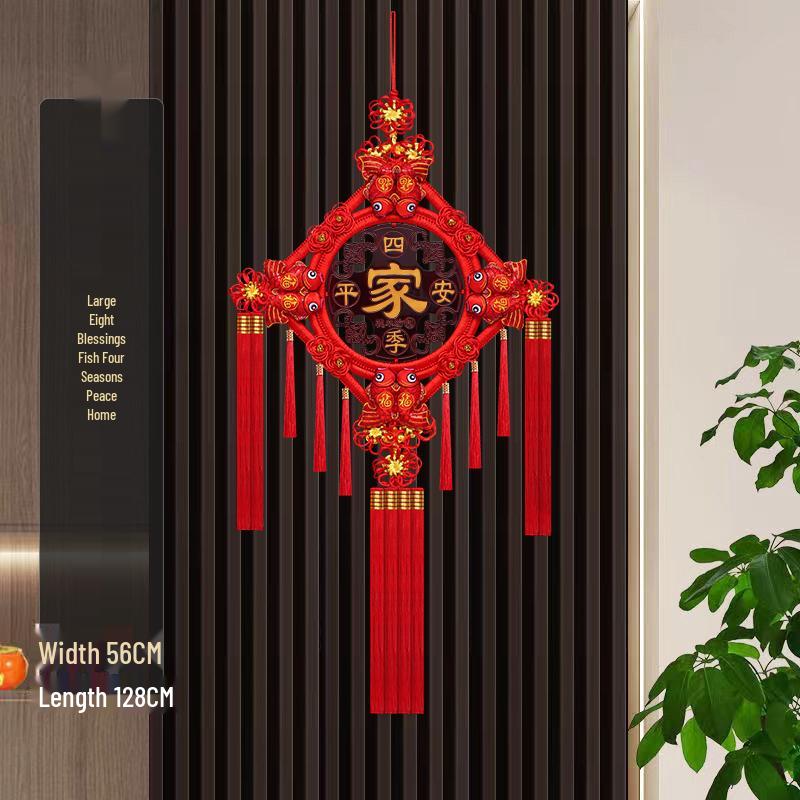 Großer Pfirsichholz Fu-Zeichen Anhänger für das Wohnzimmer: Chinesische Knoten-Dekoration für Wand oder Tür