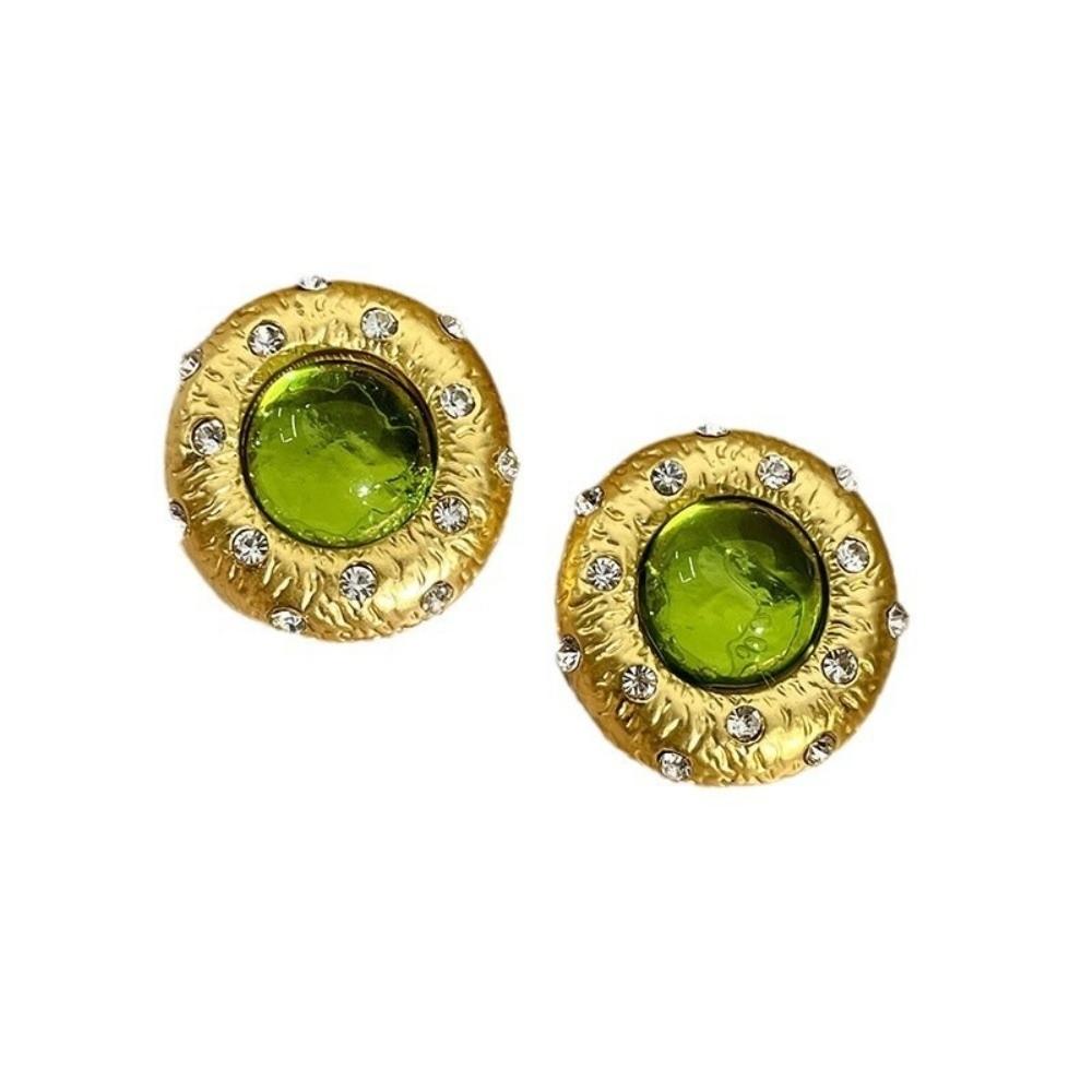 1 Pair Sparkling Design Green Crystal Earrings Green Crystal Sparkling Earrings Women Jewelry