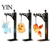 Relaxed Reading Light for Den Hanging Magic Owl Bird Deer Bookend Lamp, Gothic Metal Bookshelf Light, Portable Cordless Ghost Vintage Library
