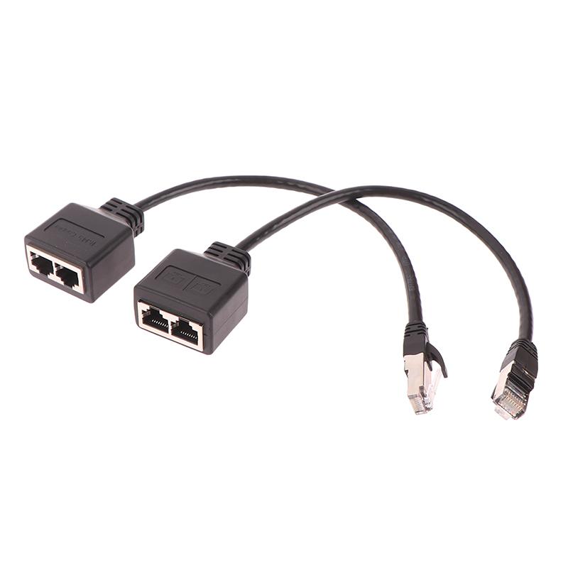 1Pc Ethernet Splitter Rj45 1 Male To 2 Female Lan Ethernet Cable Splitter Cable Ethernet Socket Connector Extension Cable