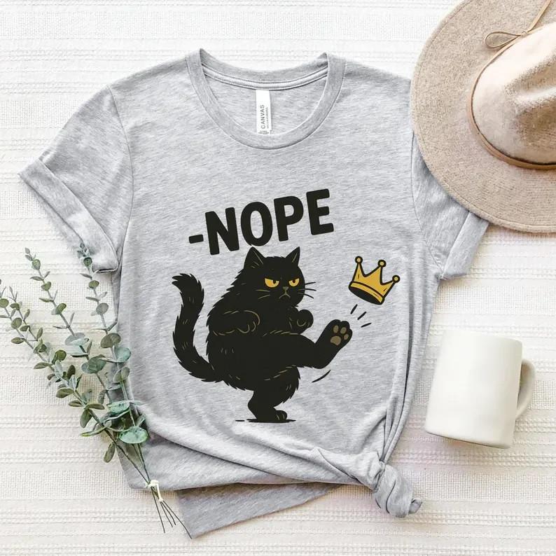 No Kings in America Black Cat TShirt Funny Political Tee Unisex T-Shirt XXL
