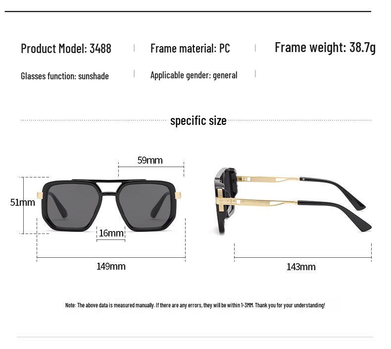 2026 Retro Double Bridge Square Pilot Sunglasses - European & American Fashion Street Style