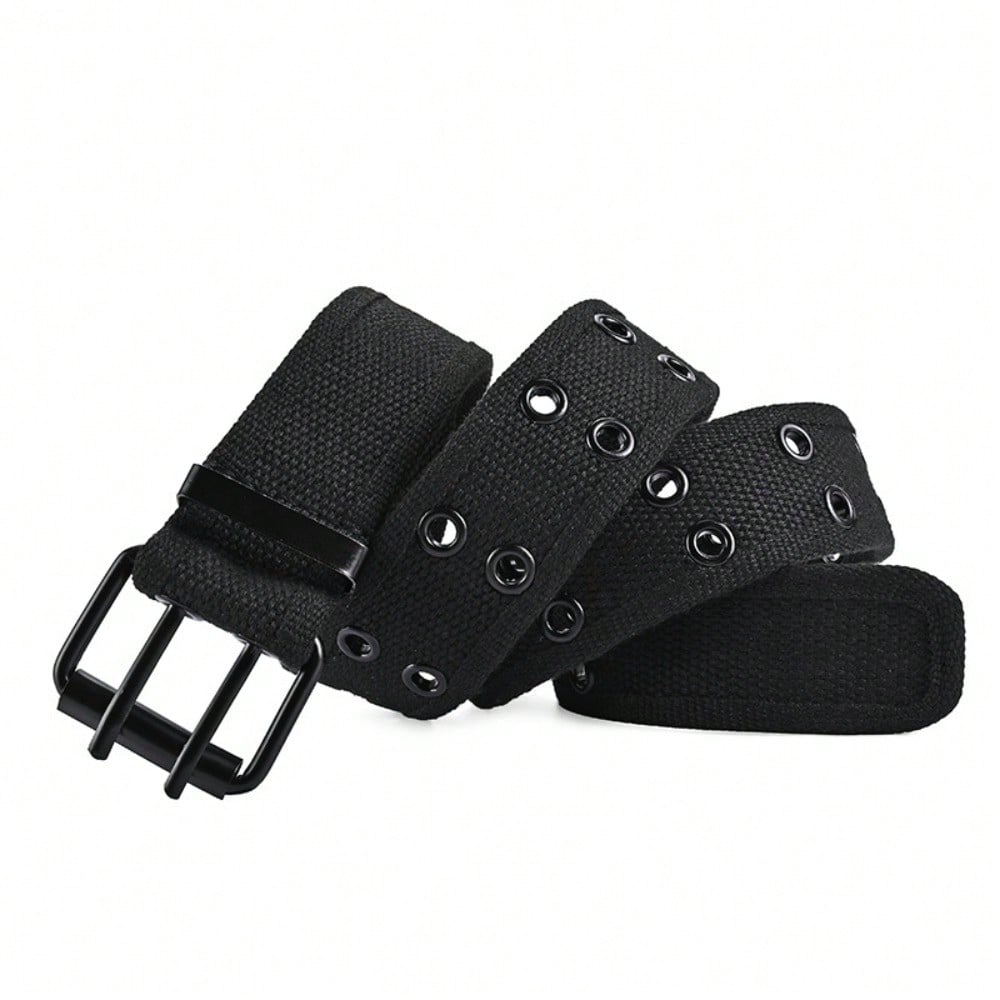 Men and women double-breasted belt double-hole middle-aged and young men's tooling trend punk pink buckle belt