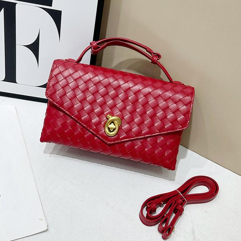 High-end Light Luxury Handbag Authentic Leather Hand-woven Bag 2025 Fashionable Cowhide Square