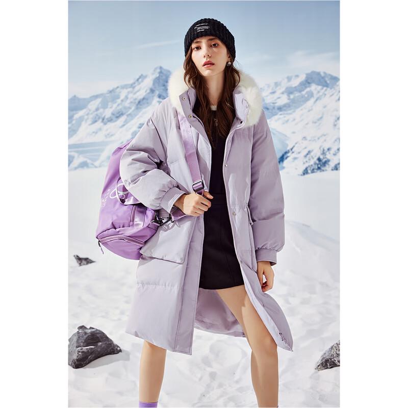 Qiusishui Ren Women's Fashion Fur Collar Mid-length Down Jacket