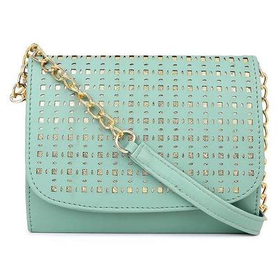 Women Girls Laser Cut Crossbody Sling Bag with Gold Chain