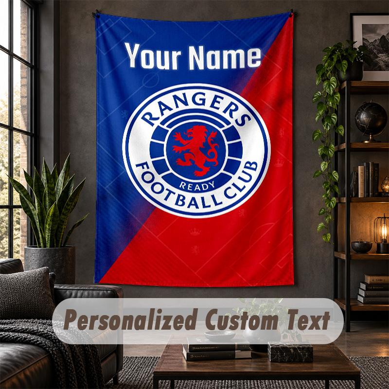 Wall Tapestry Rangers FC Print Custom Name Text Wall Hanging Home Decor
