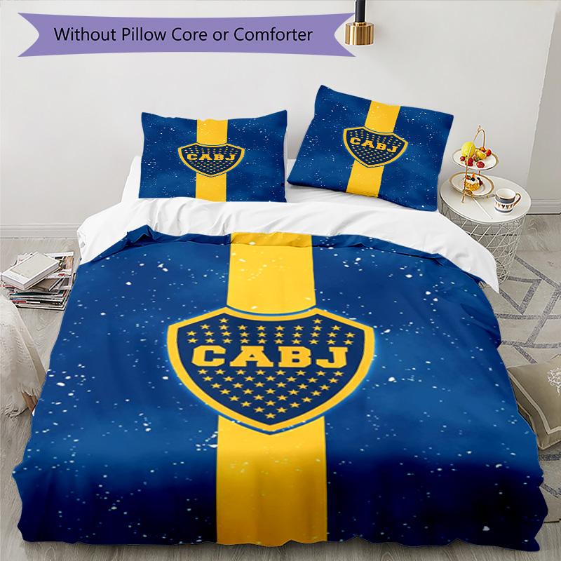 Boca Juniors Football Club Design Pattern Duvet Cover Set – includes 1 duvet cover and 2 matching pillowcases Bedroom decor Christmas gifts