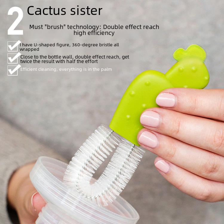 Cactus Multifunctional Bottle & Straw Cleaning Brush Set for Baby Pacifiers