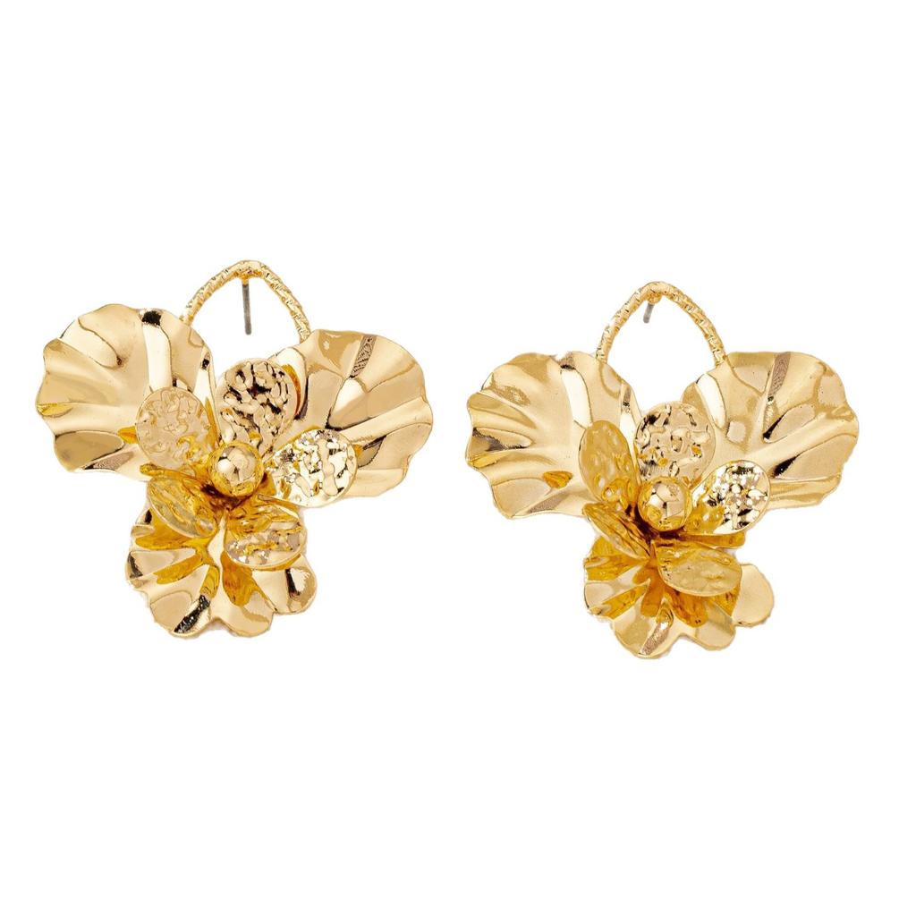 Retro Flower Earrings Fashion Exaggerated Niche Light Luxury High-end Stud Earrings