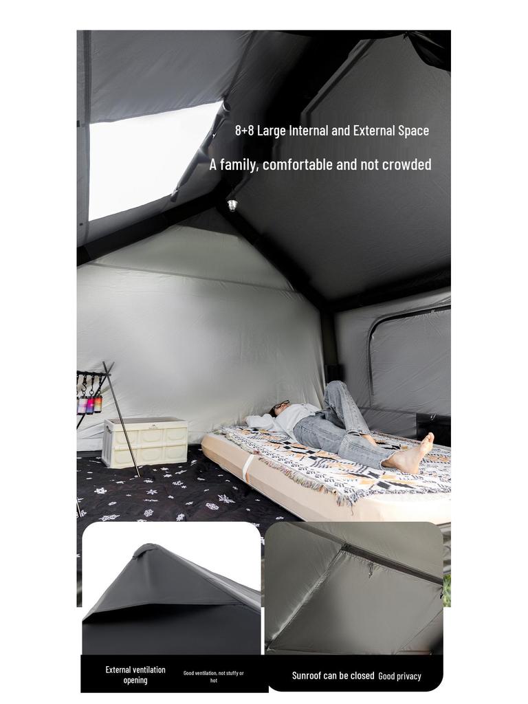 Mountain Guest 8+8 Flat Inflatable Camping Tent with Tarp for Outdoor Use