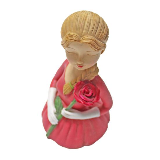 Mädchen mit Rosen Figur Handgefertigtes Harz Mädchen Blume Schreibtischstatue für Zuhause Büro Tisch Mittelstück