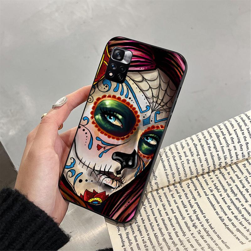 Phone Case For Xiaomi Redmi Note 13 12S 12 Pro 11S 11 10 Pro 10S 12S Redmi 10 10C 9C 13C Skull Skeleton Woman