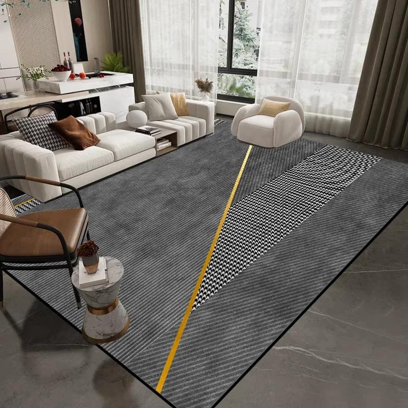 Grey Luxury Modern Carpet for Living Room Decoration Washable Rugs Bedroom Bedside Rug Anti Slip Cloakroom Floor Mat Large Size