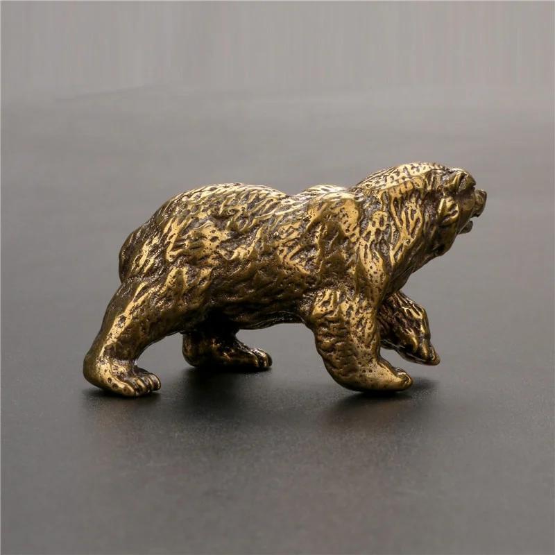 1 Stück Massiv Messing Eisbär Figur Reine Kupfer Braunbär Statue Ornament Miniatur Schreibtischdeko für Zuhause Büro