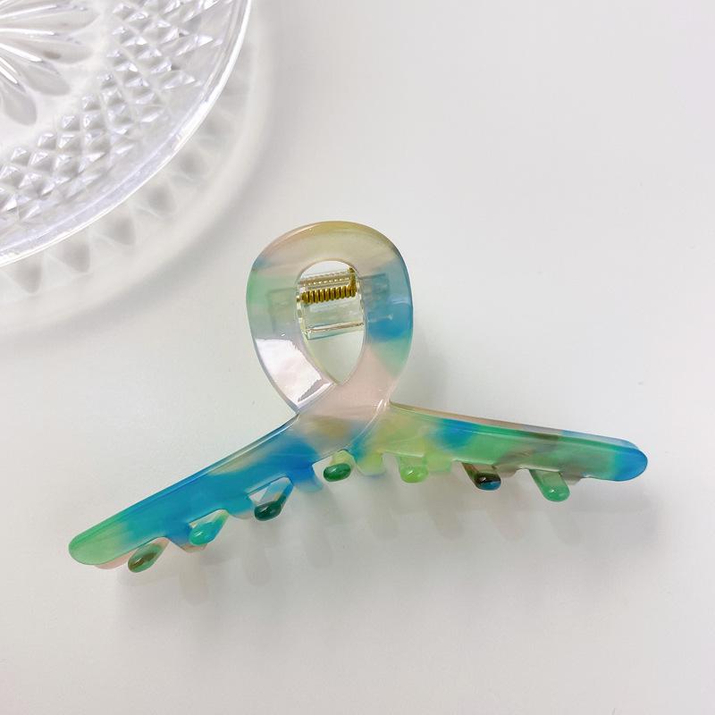 105cm Acetate Stunning Hair Claw Clip In Amber Green And Tortoise Shell Patterns For Trendy Girls