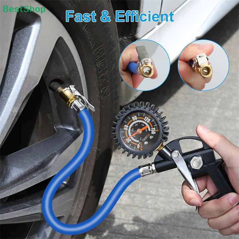 2 Pack Tire Inflator Hose with Locking Air Chuck - 12.2 Inch Rubber Extension Hose for Tire Pressure Guns