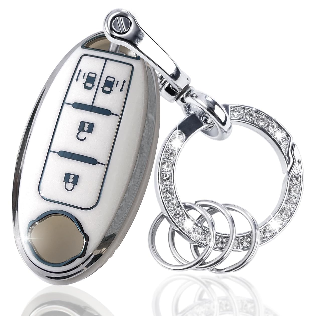 

(ёшинари) Чехол для смарт-ключа NISSAN Infiniti Держатель для ключей Days Serena X-Trail Elgrand Skyline Note белый