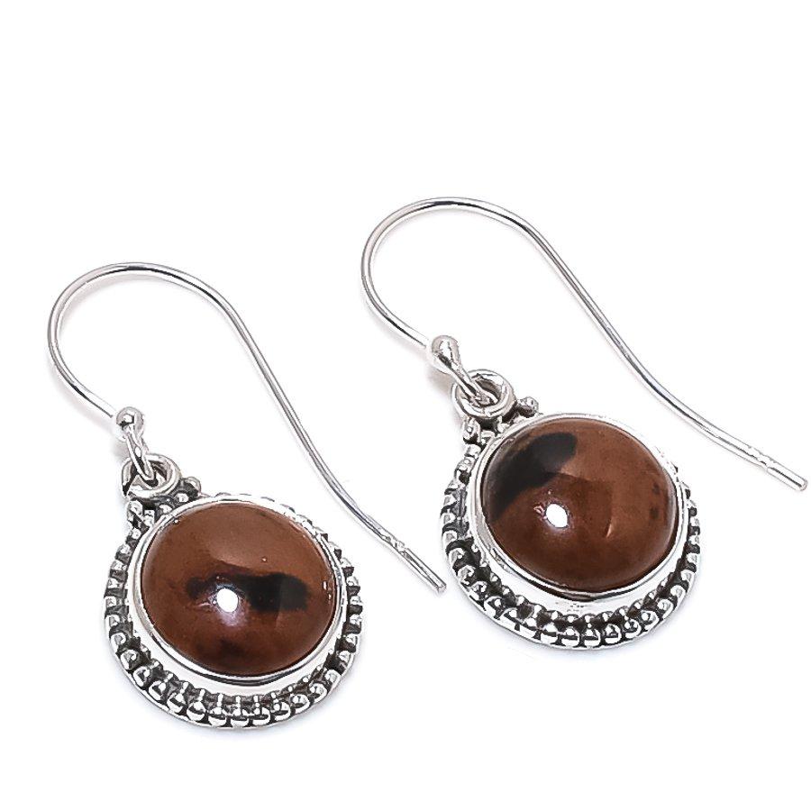 

Natural Mahogany Obsidian Gemstone 925 Solid Sterling Silver Earring 1.25 f0b12